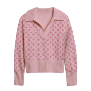 LV Women's Big V Lapel Long Sleeve Sweate